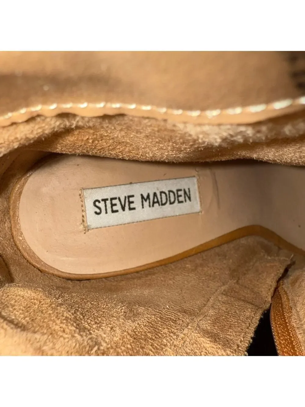 Steve Madden Women’s 8M Korsett Tan Leather Peep Toe Laser Cut Booties 5” Stilet